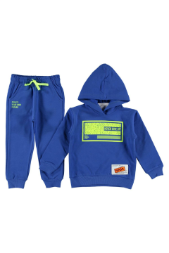 Pundikids Erkek Çocuk Kapüşonlu Şardonlu eşofman Takım Mavi - 6 - 7 Yaş