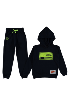 Pundikids Erkek Çocuk Kapüşonlu Şardonlu eşofman Takım Lacivert - 4 - 5 YAŞ