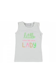 Pundikids Kız Çocuk Askılı T-shirt Beyaz - 9 - 10 Yaş