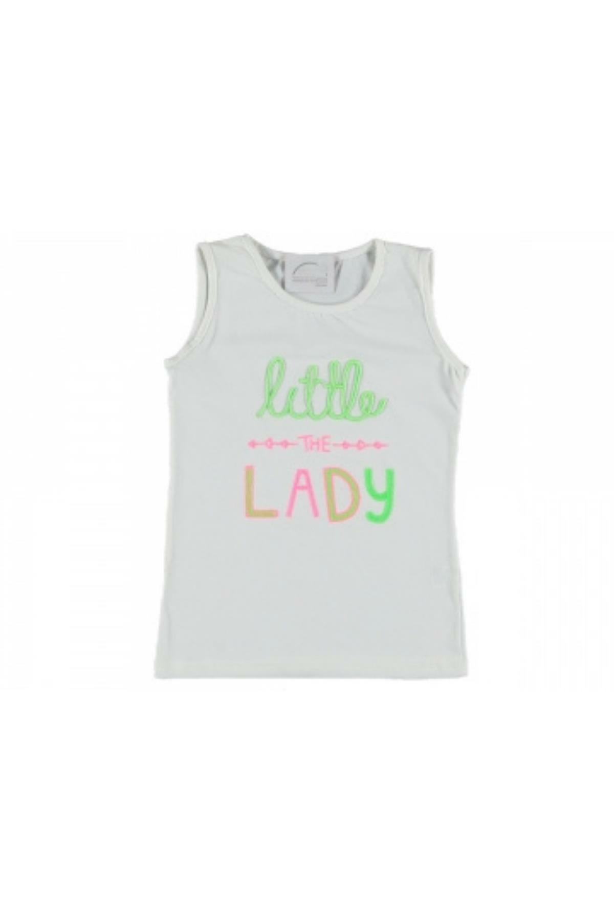 Pundikids Kız Çocuk Askılı T-shirt Beyaz - 11 - 12 Yaş