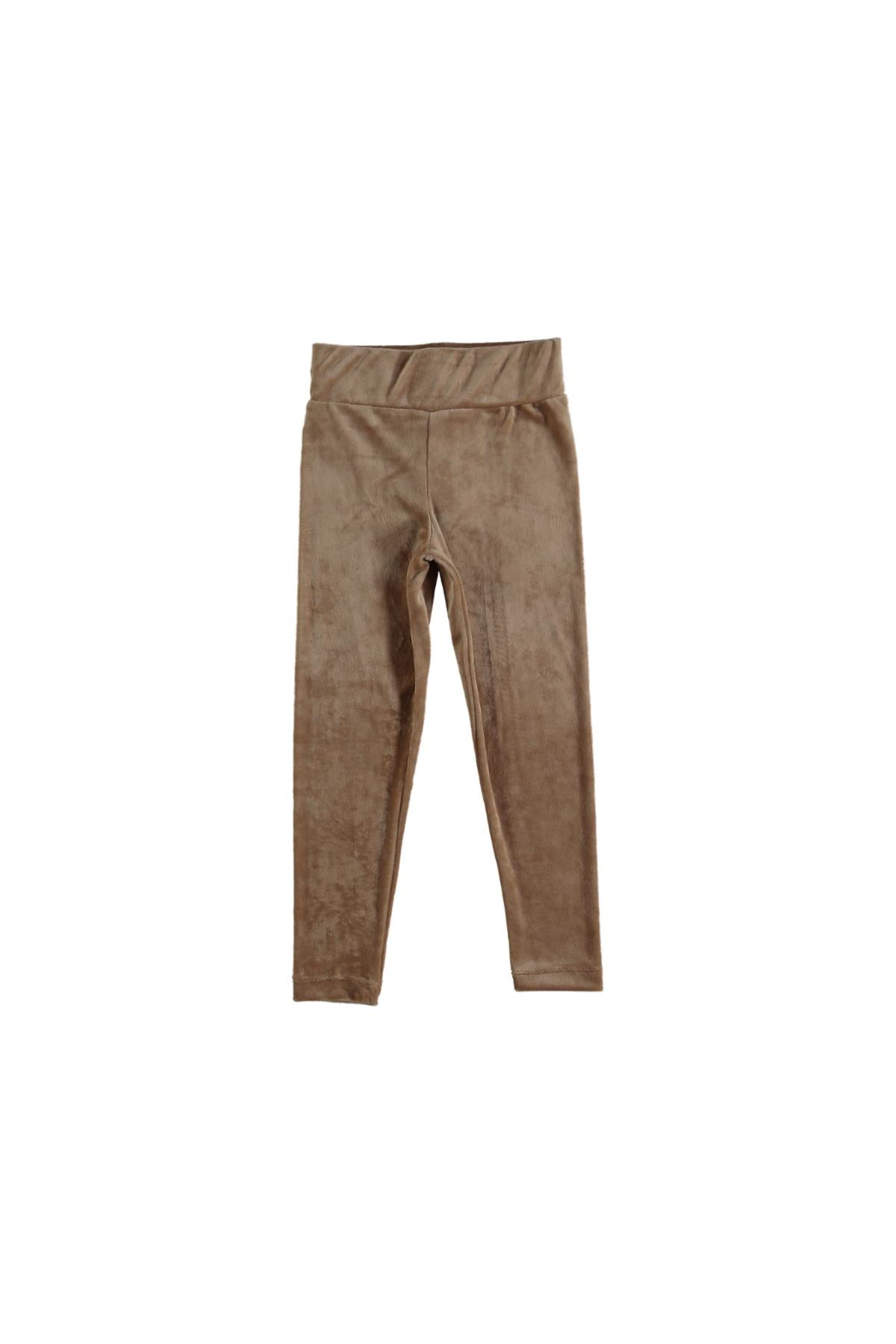 Pundikids Kız Çocuk Yüksek bel Kadife Tayt KAHVERENGİ - 11 - 12 Yaş