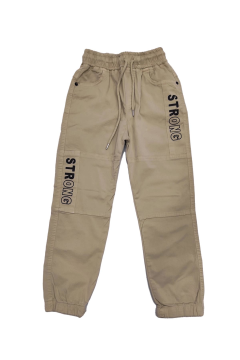 Pundikids Bel Paça Lastikli Keten Kargo Pantolon Bej - 10 - 11 Yaş