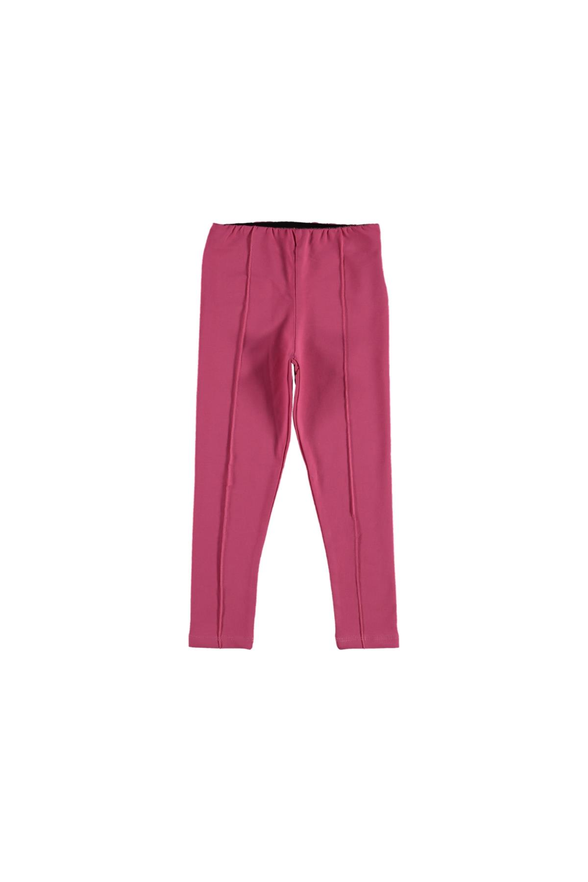 Pundikids Fermuarlı Çımalı Şardonsuz Tayt Pembe - 3 - 4 Yaş