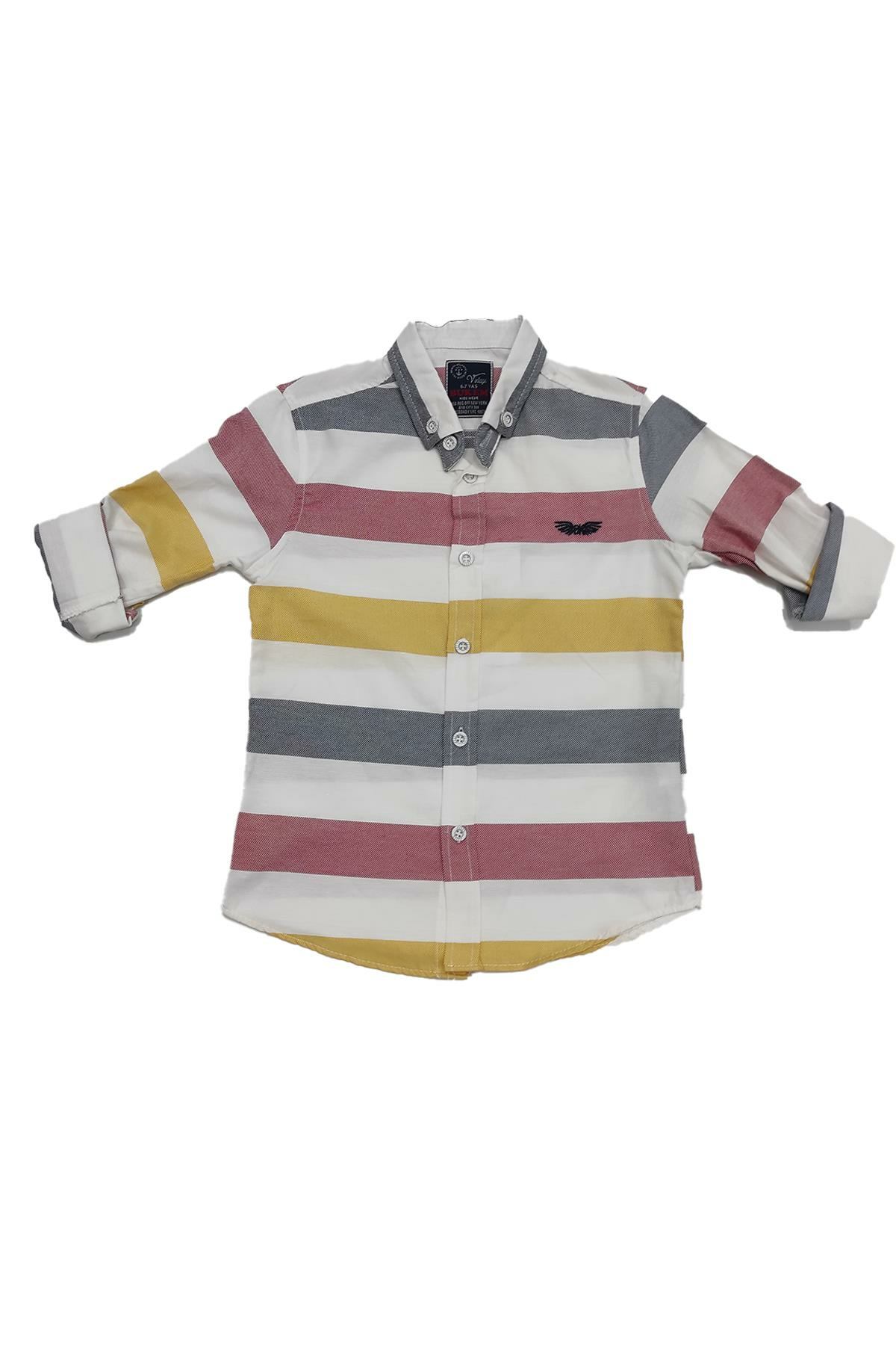 Pundikids Erkek Çocuk Katlama Kol Gömlek Çok Renkli - 8 - 9 Yaş