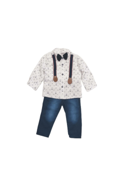 Pundikids Erkek Çocuk Papyonlu Askılı Takım Lacivert - 1 Yaş