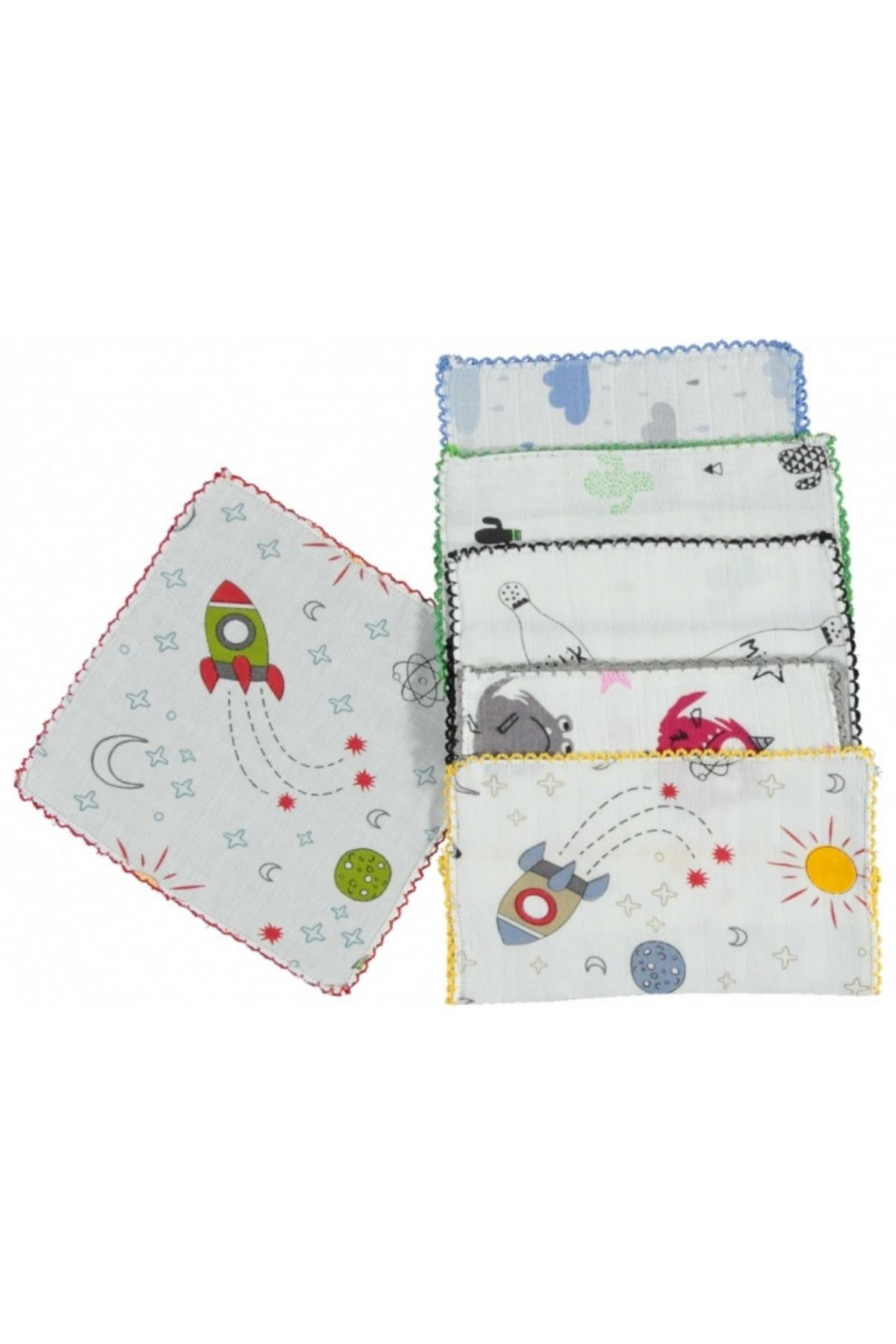 Pundikids Bebek 6'Lı Müslin Ağız Silme Mendili Mavi - STANDART