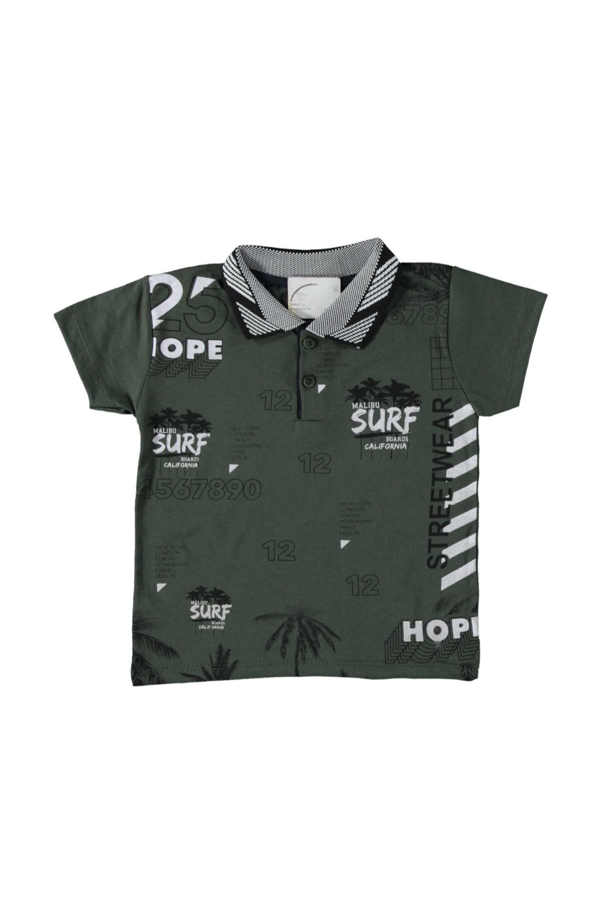 Erkek Çocuk Baskılı Yakalı T-shirt Haki - 4 Yaş