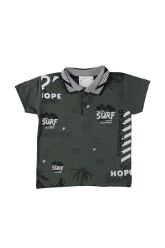 Erkek Çocuk Baskılı Yakalı T-shirt Haki - 6 Yaş