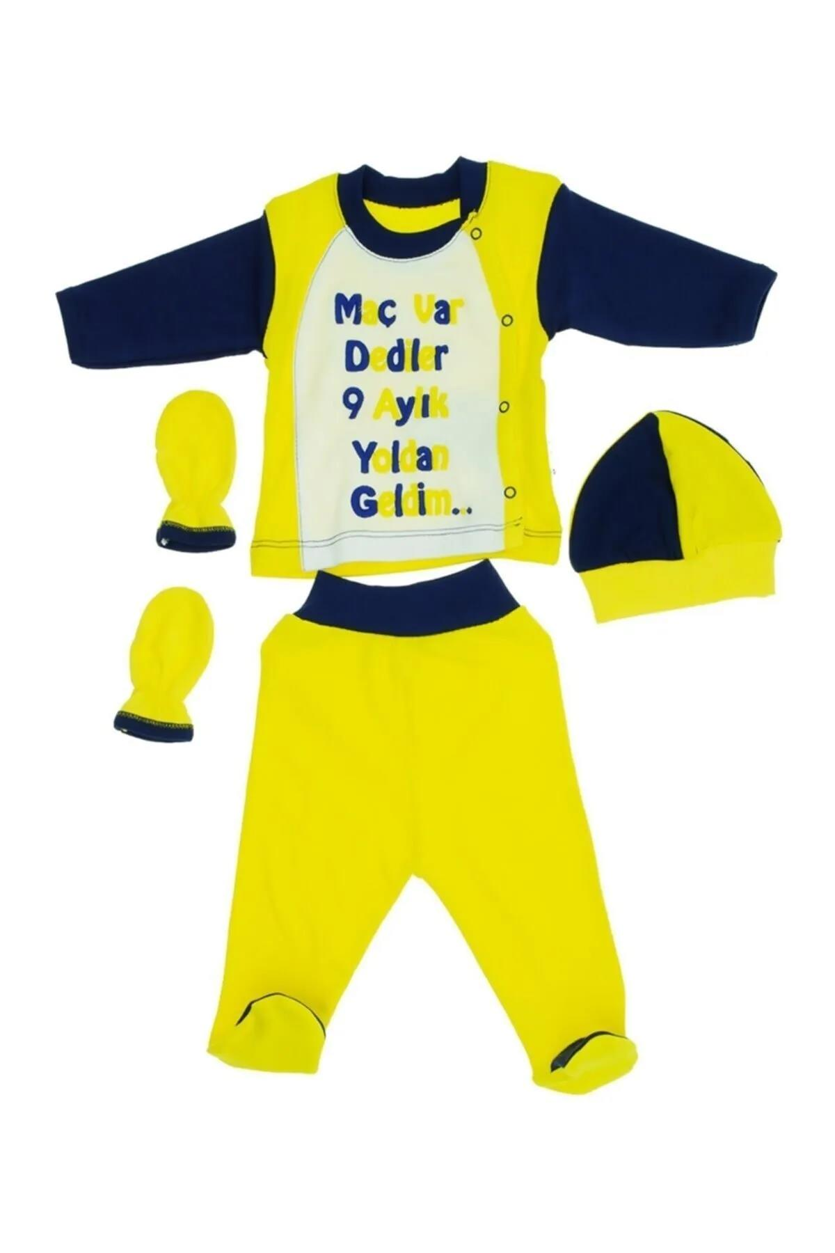 Pundikids Bebek Taraftar İşlemeli 4'lü Zıbın Seti RENKLİ - 0 - 3 Ay