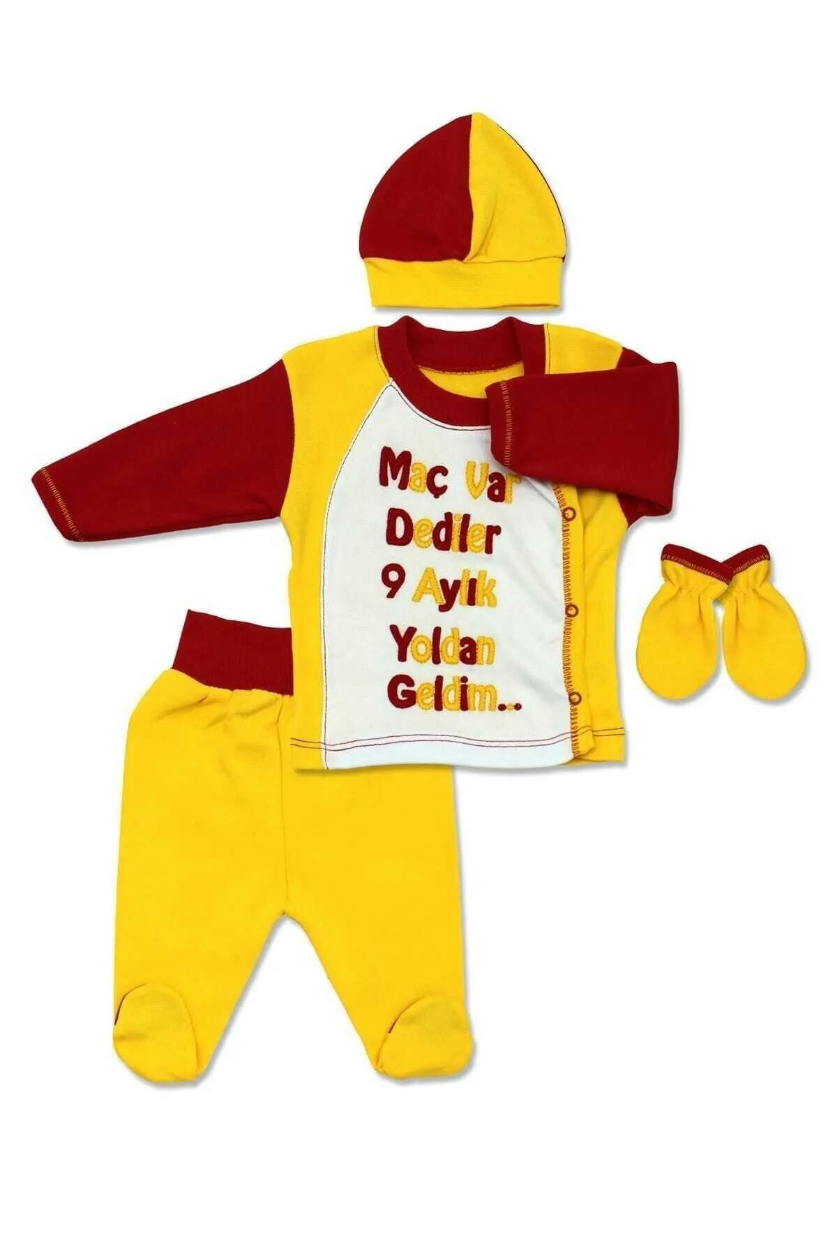 Pundikids Taraftar Baskılı 4 Parçalı Zıbın Takım RENKLİ - 3 - 6 Ay