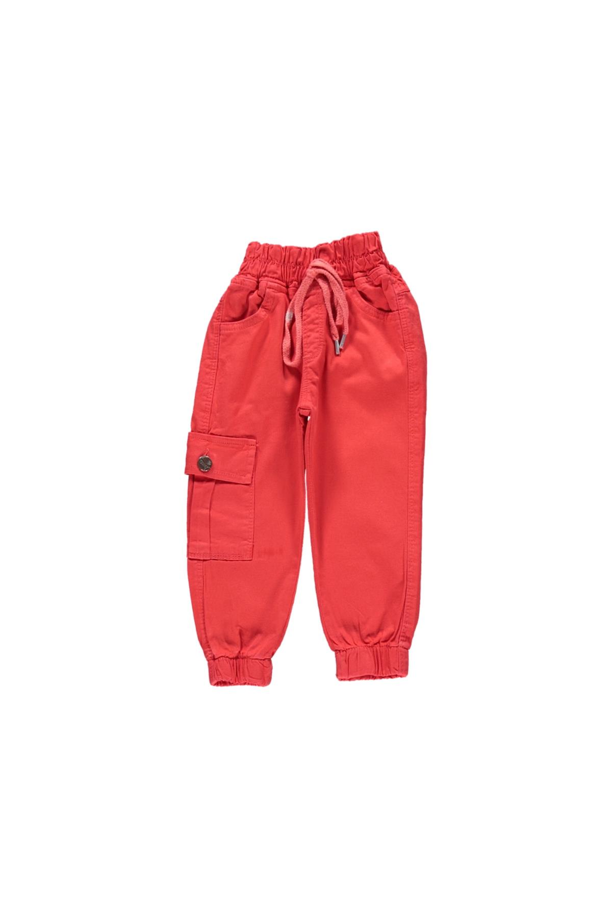 Kız Çocuk Kargo Keten Pantolon 4 - 5 YAŞ - Nar Çiçeği