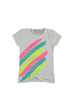 Pundikids Kız Çocuk Fiyonklu Tişört Beyaz - 10 - 11 Yaş