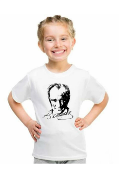 Pundikids Atatürk Baskılı Beyaz T-shirt Beyaz - 6 - 7 Yaş