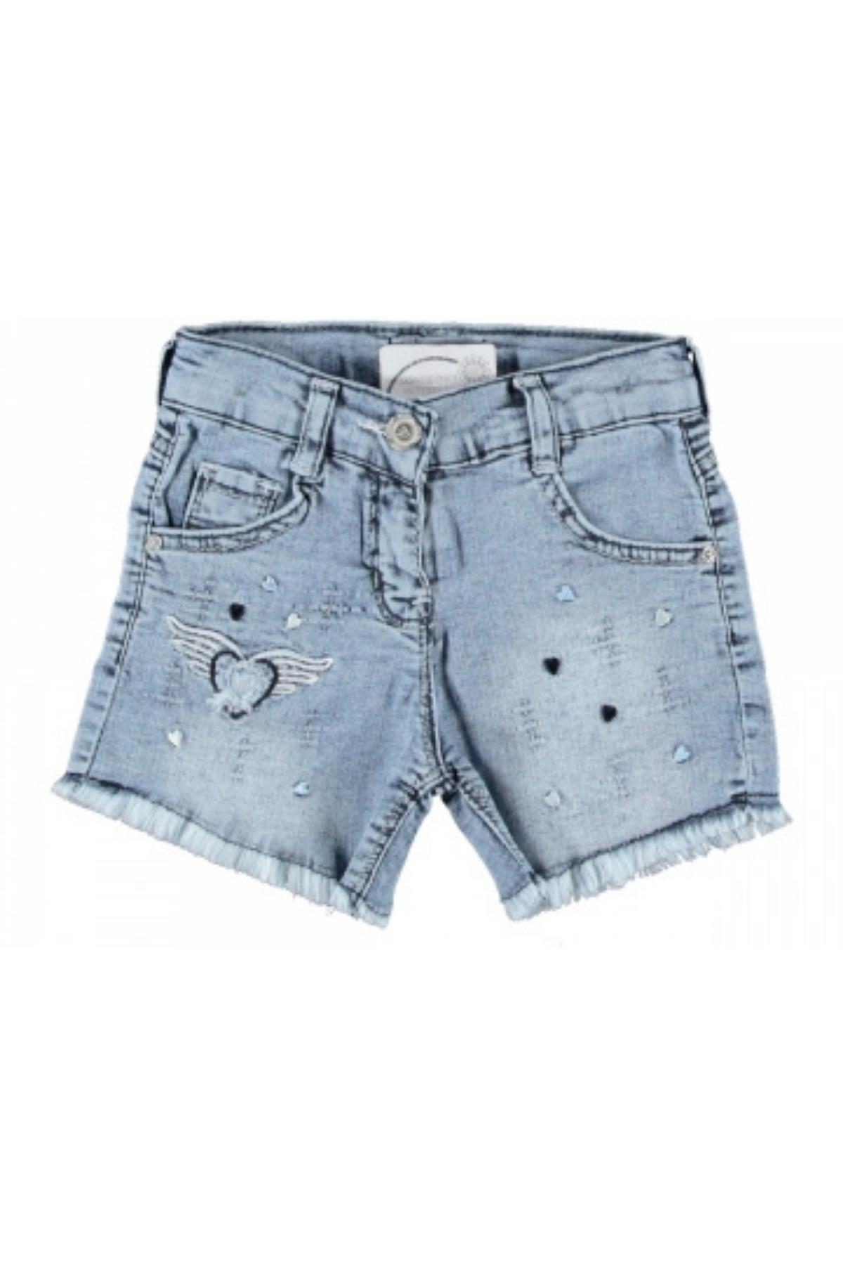 Kız Çocuk Likralı Kot Şort Açık Mavi - 3 Yaş
