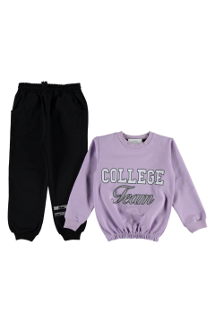 Pundikids Kız Çocuk Beli Paçası Lastikli 2 İp Eşofman Takımı Lila - 11 Yaş