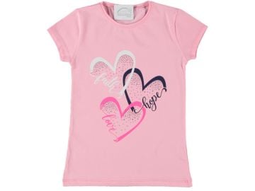 Pundikids Kız Çocuk Taş İşlemeli T-shirt Somon - 9 - 10 Yaş