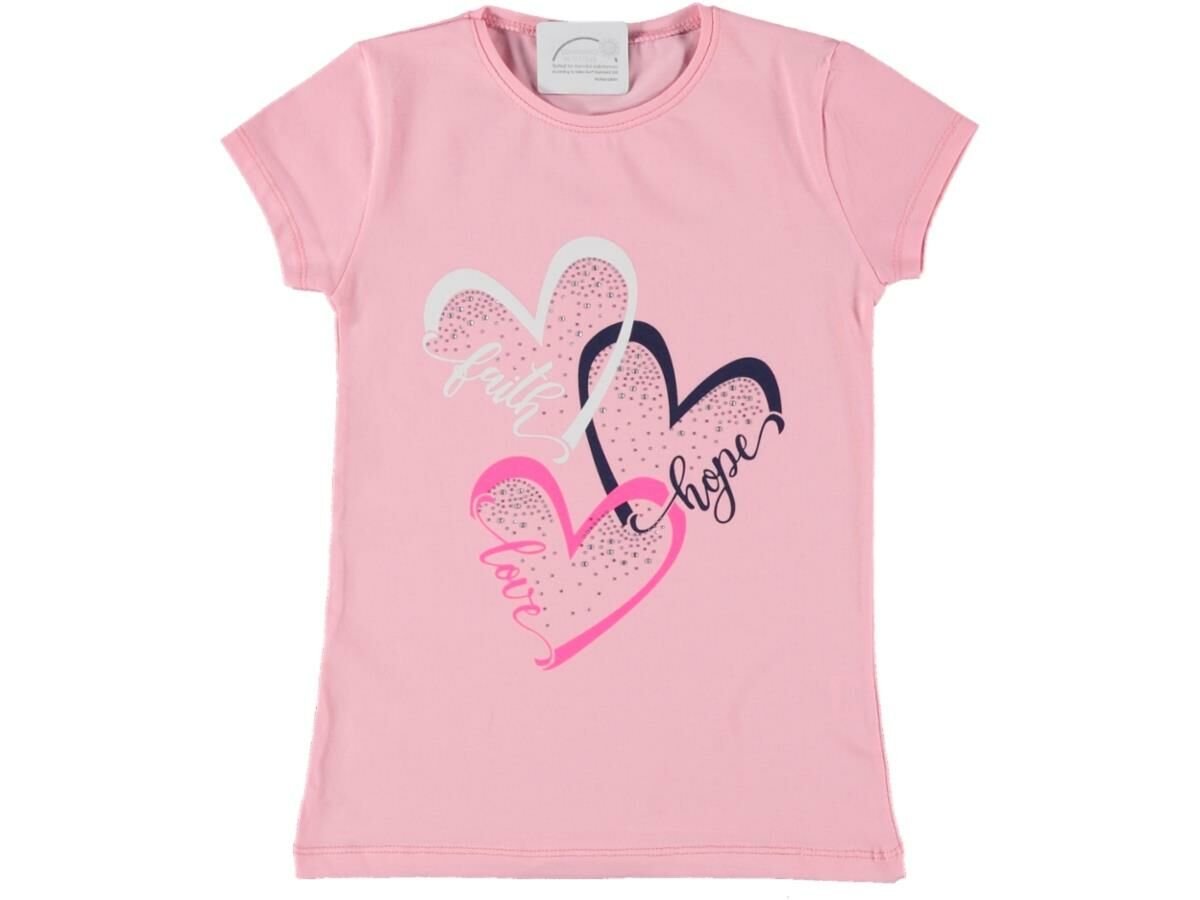 Pundikids Kız Çocuk Taş İşlemeli T-shirt Somon - 10 - 11 Yaş