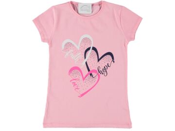 Pundikids Kız Çocuk Taş İşlemeli T-shirt Somon - 10 - 11 Yaş