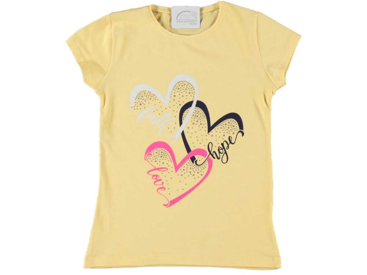 Pundikids Kız Çocuk Taş İşlemeli T-shirt Sarı - 9 - 10 Yaş