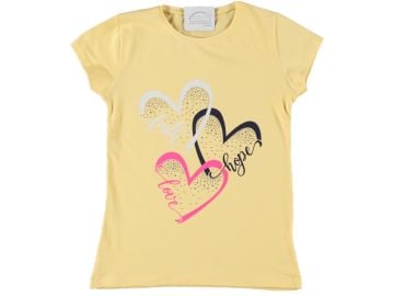 Pundikids Kız Çocuk Taş İşlemeli T-shirt Sarı - 10 - 11 Yaş