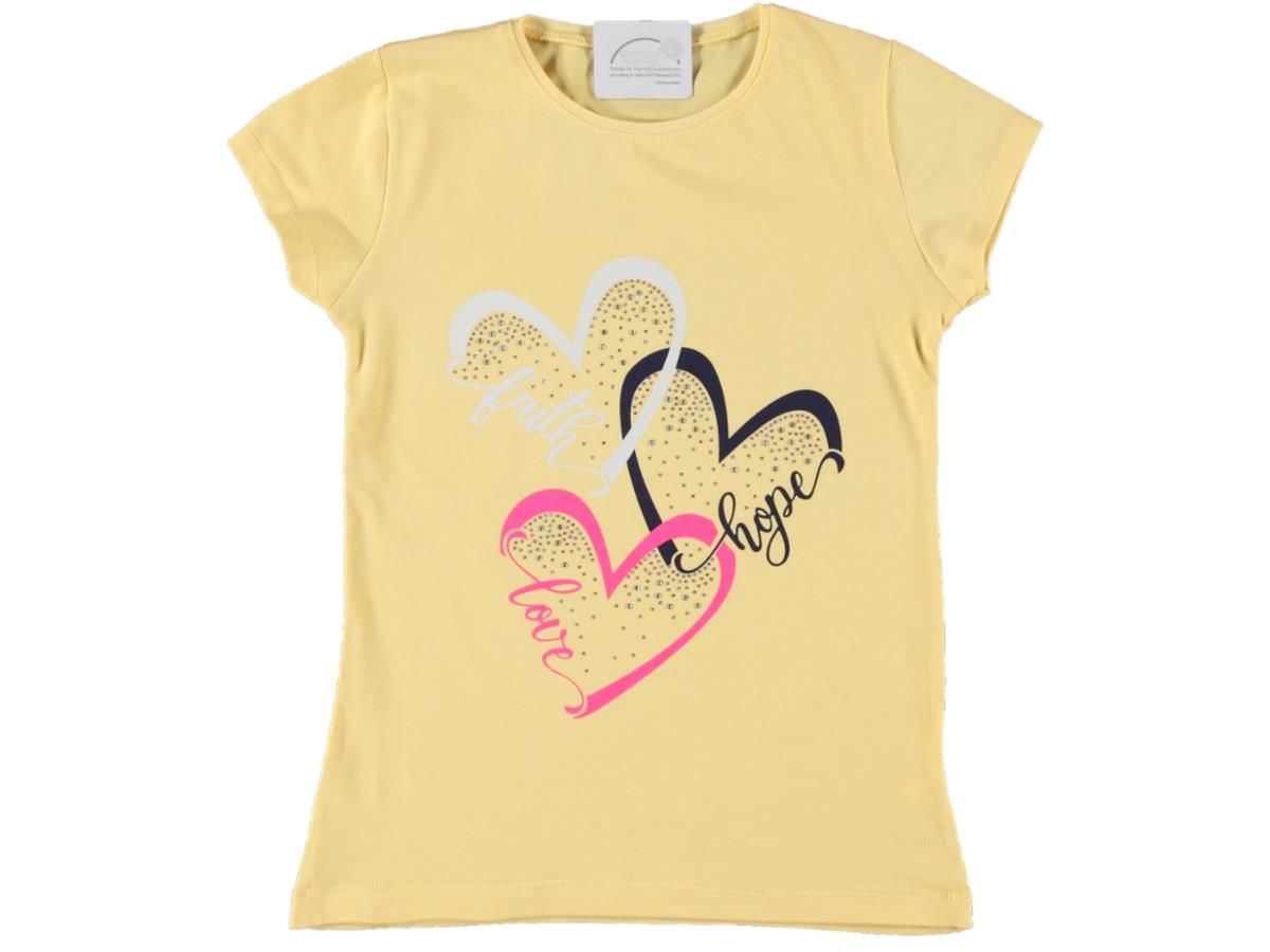 Pundikids Kız Çocuk Taş İşlemeli T-shirt Sarı - 11 - 12 Yaş