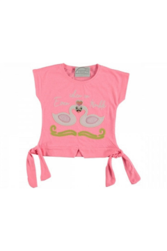 Pundikids Kız Çocuk Pul İşlemeli KemerliTişört Pembe - 4 - 5 YAŞ
