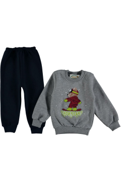 Pundikids Erkek Çocuk 3 İp Şardonlu 2'Li Penye Takım Gri - 1 - 2 Yaş