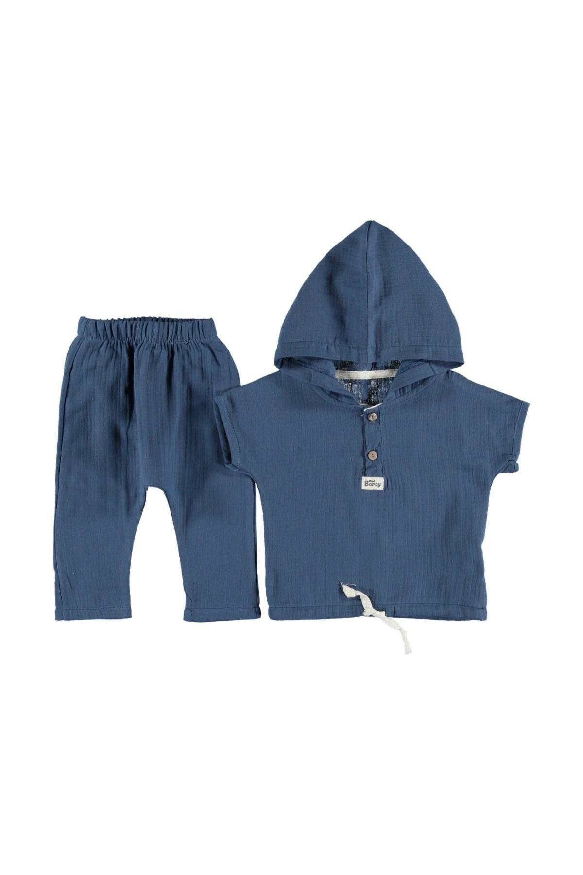 Pundikids Erkek Çocuk Müslin Kumaş 2'li Takım Lacivert - 3 Yaş