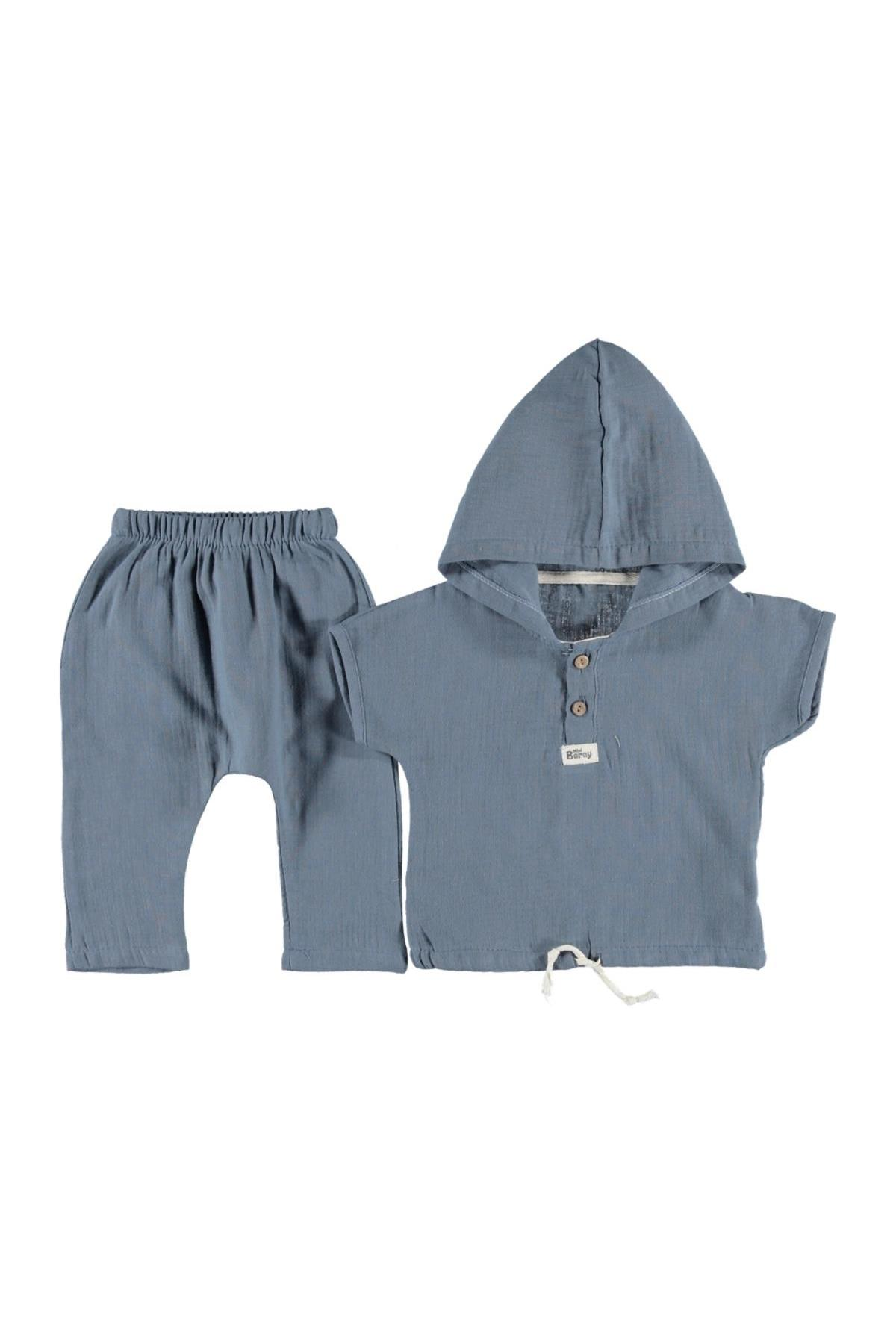 Pundikids Erkek Çocuk Müslin Takım Mavi - 2 Yaş