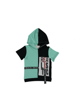 Erkek Çocuk Kapişonlu T-Shirt Su Yeşili - 6 - 7 Yaş