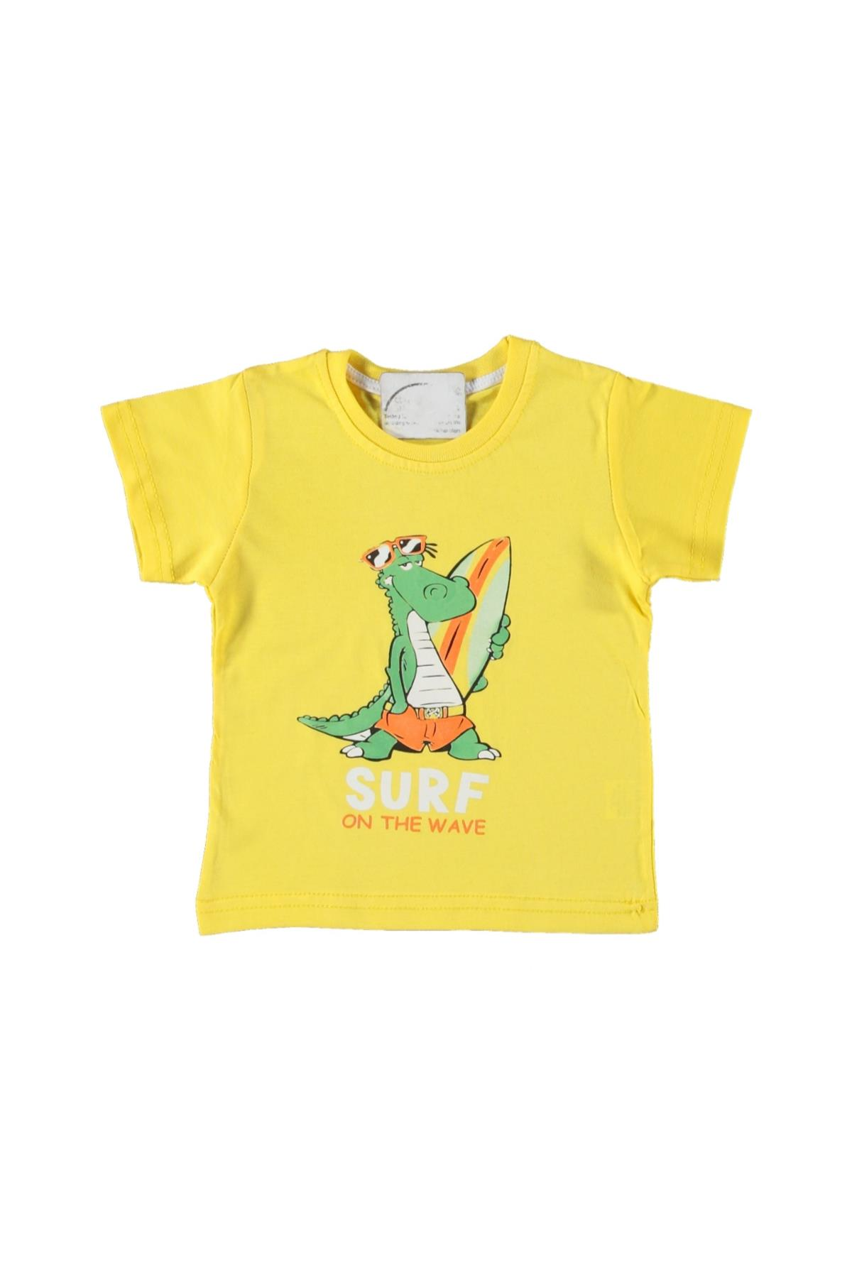 Erkek Çocuk Surf Baskılı T-shirt Sarı - 1 - 2 Yaş