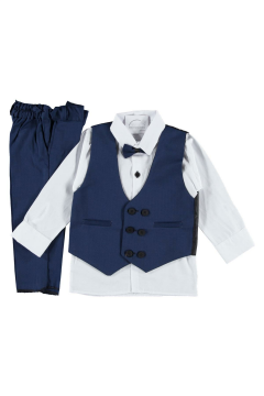 Pundikids Erkek Çocuk Yelekli Klasik Takım Lacivert - 5 - 6 Yaş