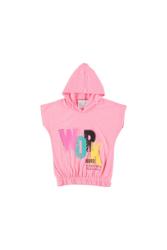 Pundikids Kız Çocuk Beli Lastikli Kapşonlu T-shirt Pembe - 10 - 11 Yaş