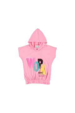 Pundikids Kız Çocuk Beli Lastikli Kapşonlu T-shirt Pembe - 11 - 12 Yaş