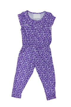 Kız Çocuk Çiçek Desenli Penye Tulum