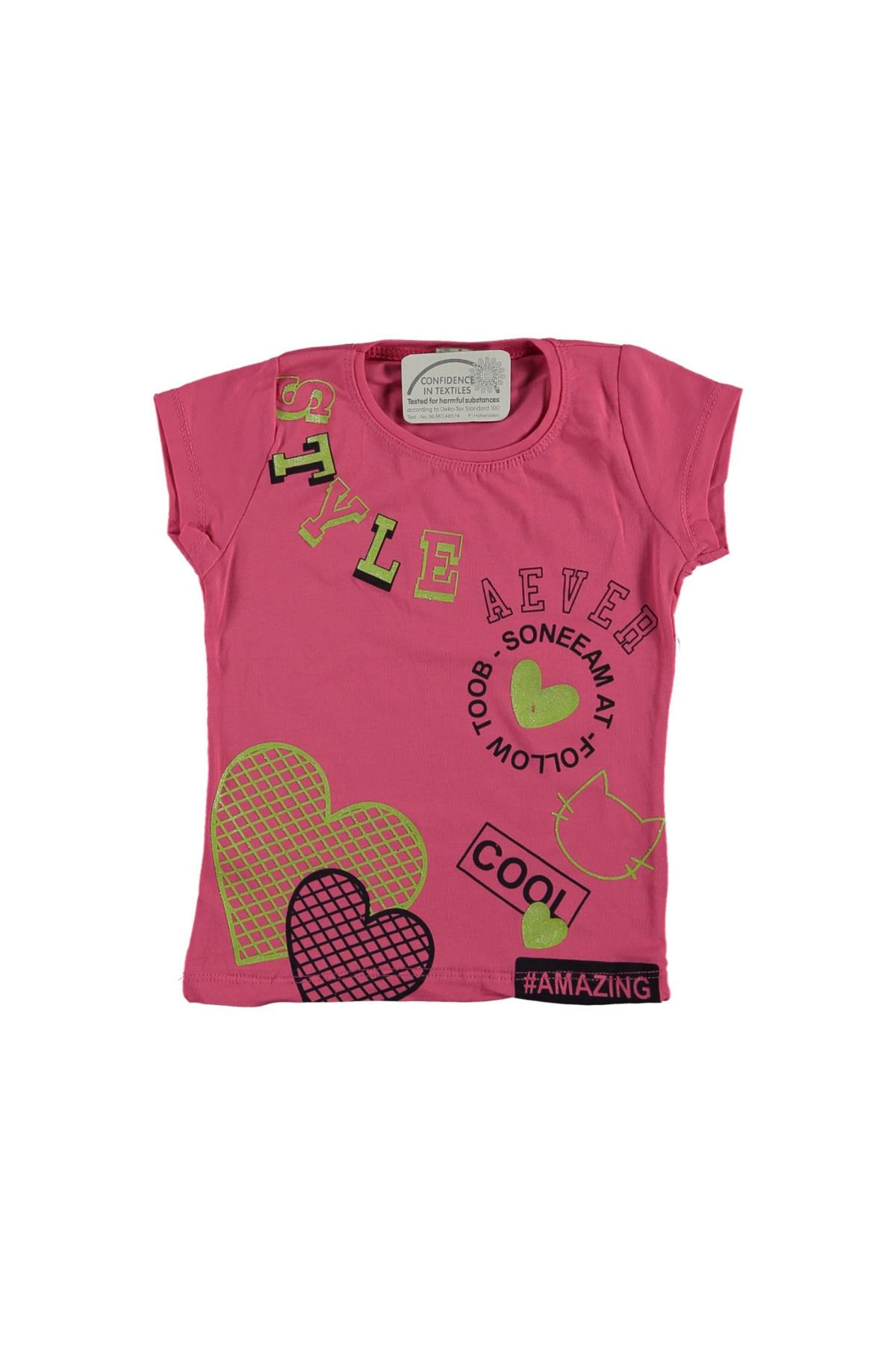 Pundikids Kız Çocuk Baskılı T-shirt Pembe - 2 - 3 Yaş