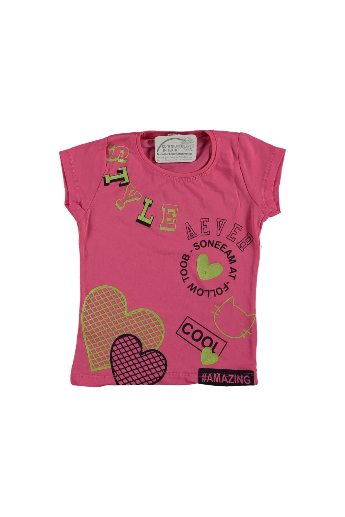Pundikids Kız Çocuk Baskılı T-shirt Pembe - 5 - 6 Yaş