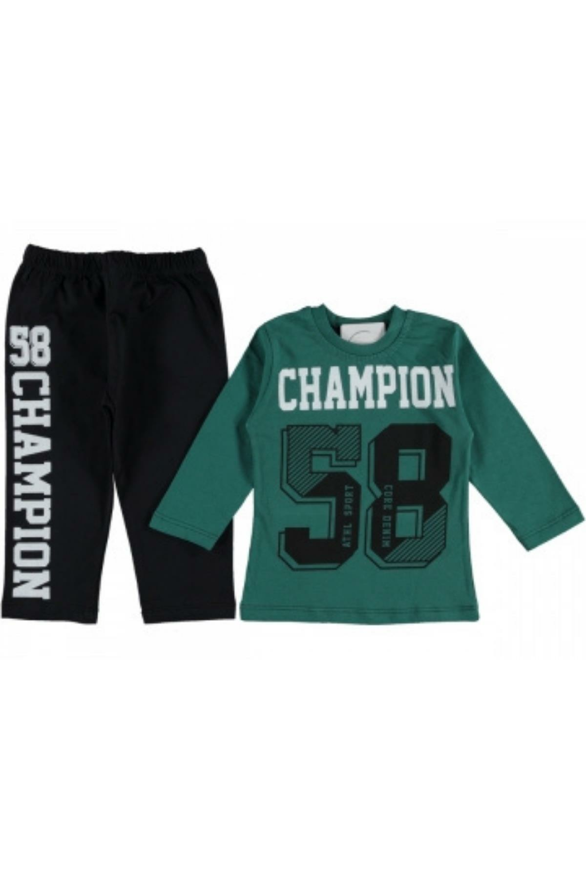 Erkek Çocuk 58 Baskılı Yazlık Pijama Takımı Yeşil - 7 Yaş