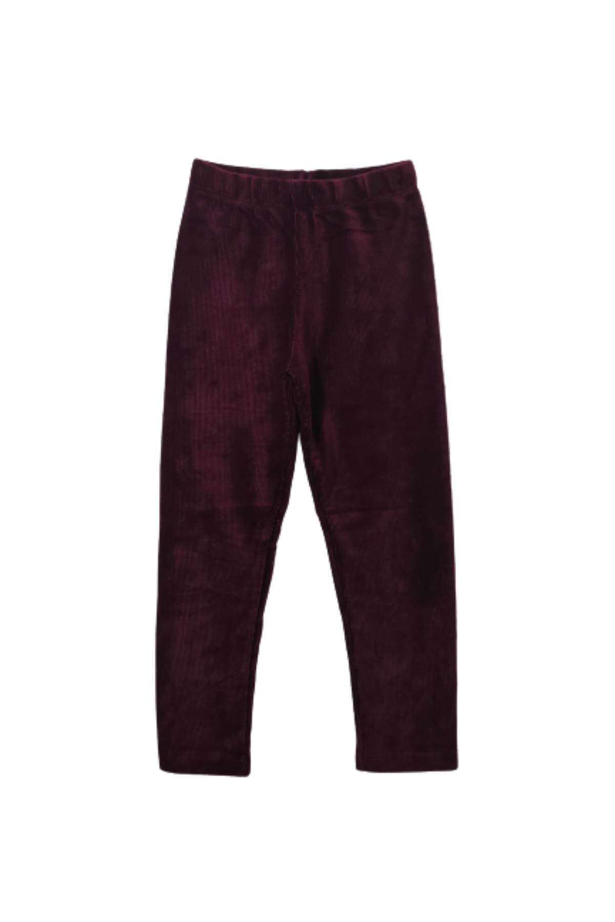 Kız Çocuk Kadife Tayt Bordo - 6 - 7 Yaş