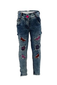 Mircan  Nakışlı Kız Kot Pantolon