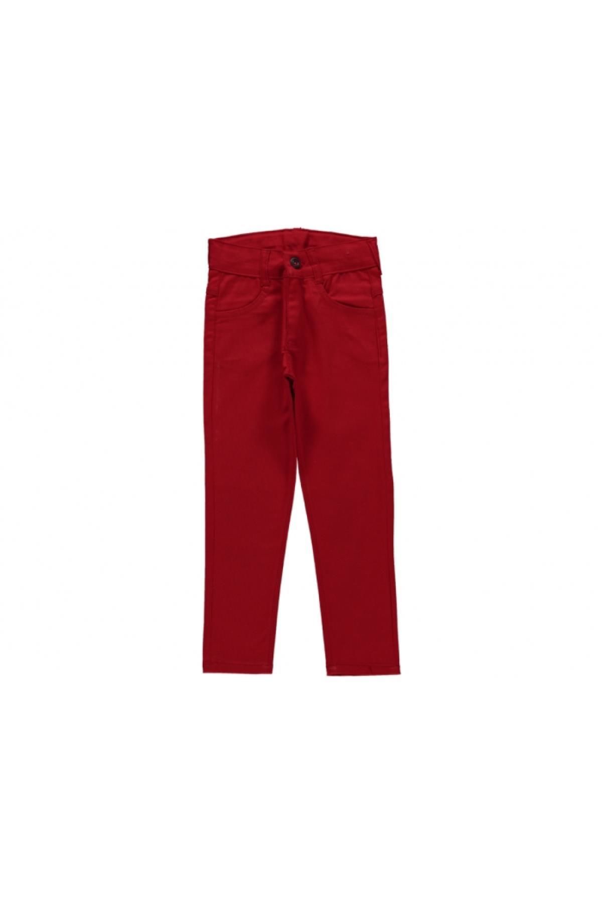 Pundikids Keten Çocuk Okul Pantolonu Kırmızı - 5 Yaş