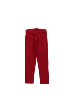 Pundikids Keten Çocuk Okul Pantolonu Kırmızı - 5 Yaş