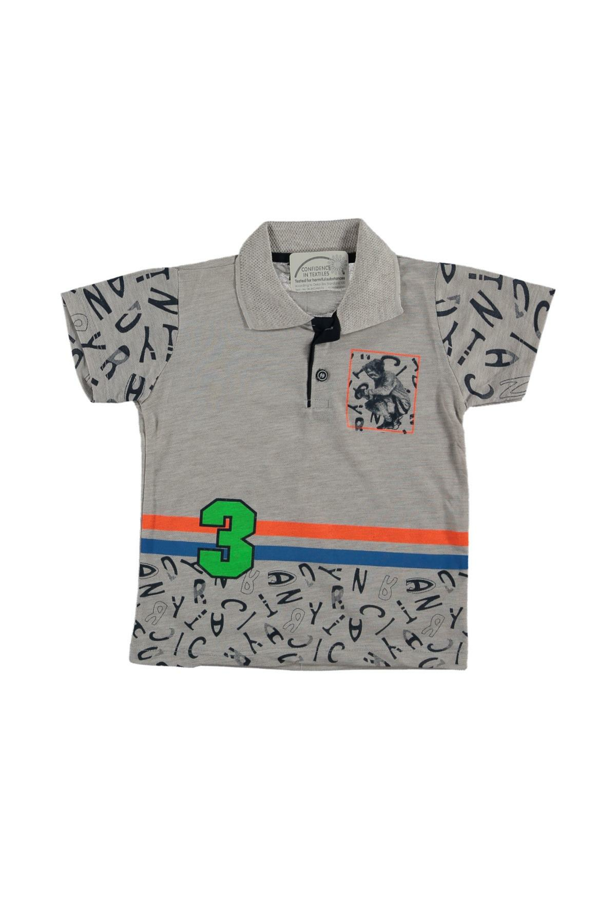 Pundikids Erkek Çocuk Baskılı T-shirt Gri - 5 - 6 Yaş