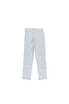 Pundikids Çocuk Likralı Beyaz Keten Pantolon Beyaz - 12 - 13 Yaş