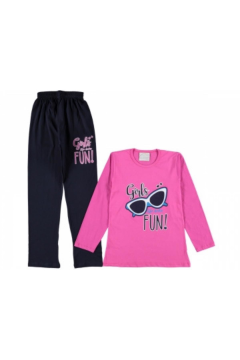 Kız Çocuk Girls Baskılı Pijama Takımı Fuşya - 11 Yaş
