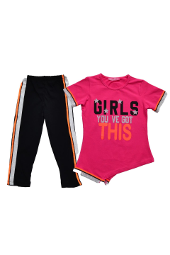 Kız Çocuk Taytlı 2l''li Takım Fuşya - 5 Yaş