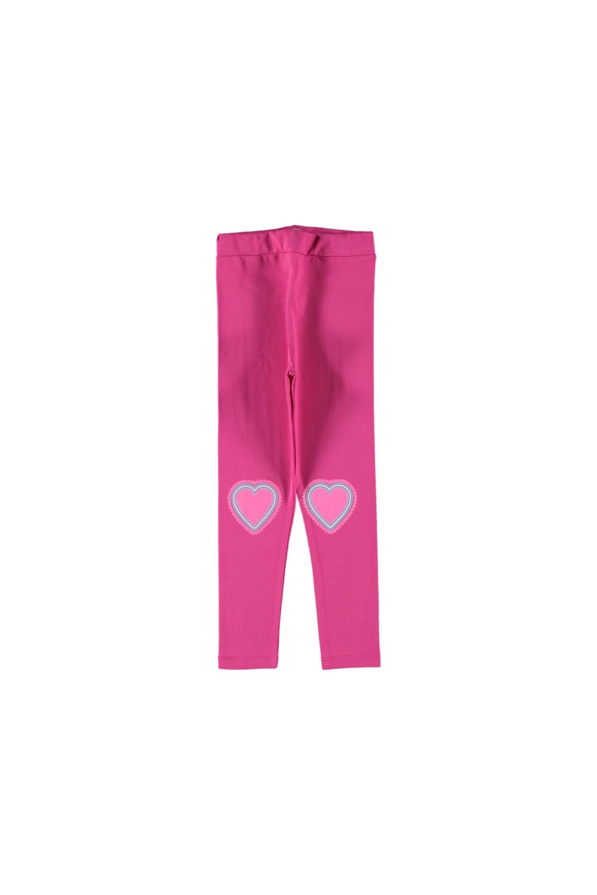 Pundikids Kız Çocuk Kalp Desenli Tayt Pembe - 5 - 6 Yaş