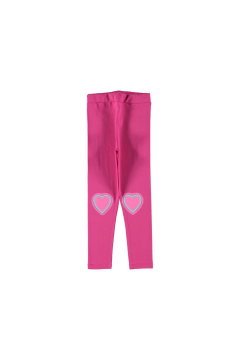 Pundikids Kız Çocuk Kalp Desenli Tayt Pembe - 6 - 7 Yaş