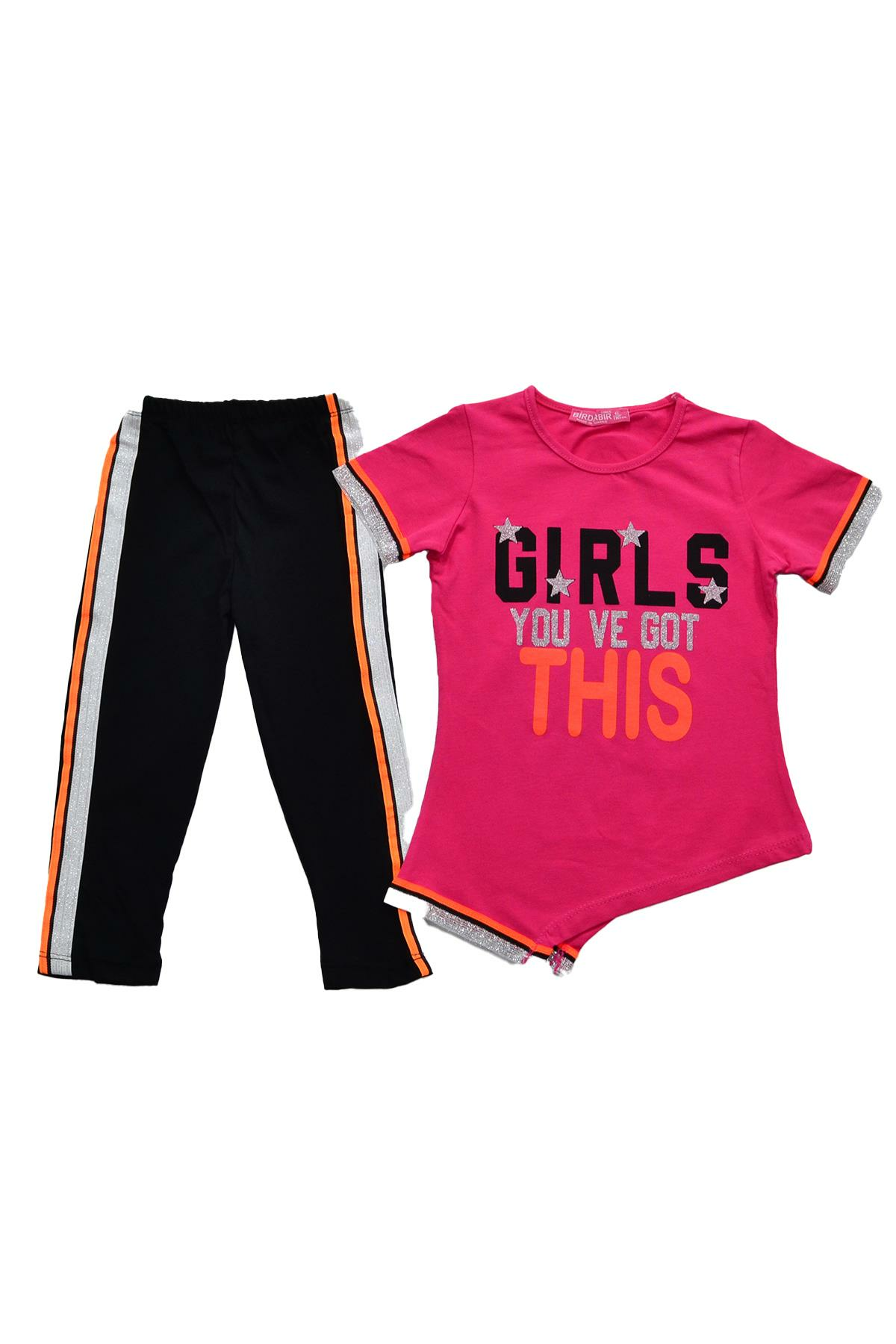 Kız Çocuk Taytlı 2l''li Takım Fuşya - 8 Yaş