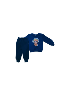 Pundikids Erkek Çocuk Baskılı 3 İp Şardonlu  Takım Lacivert - 3 - 4 Yaş